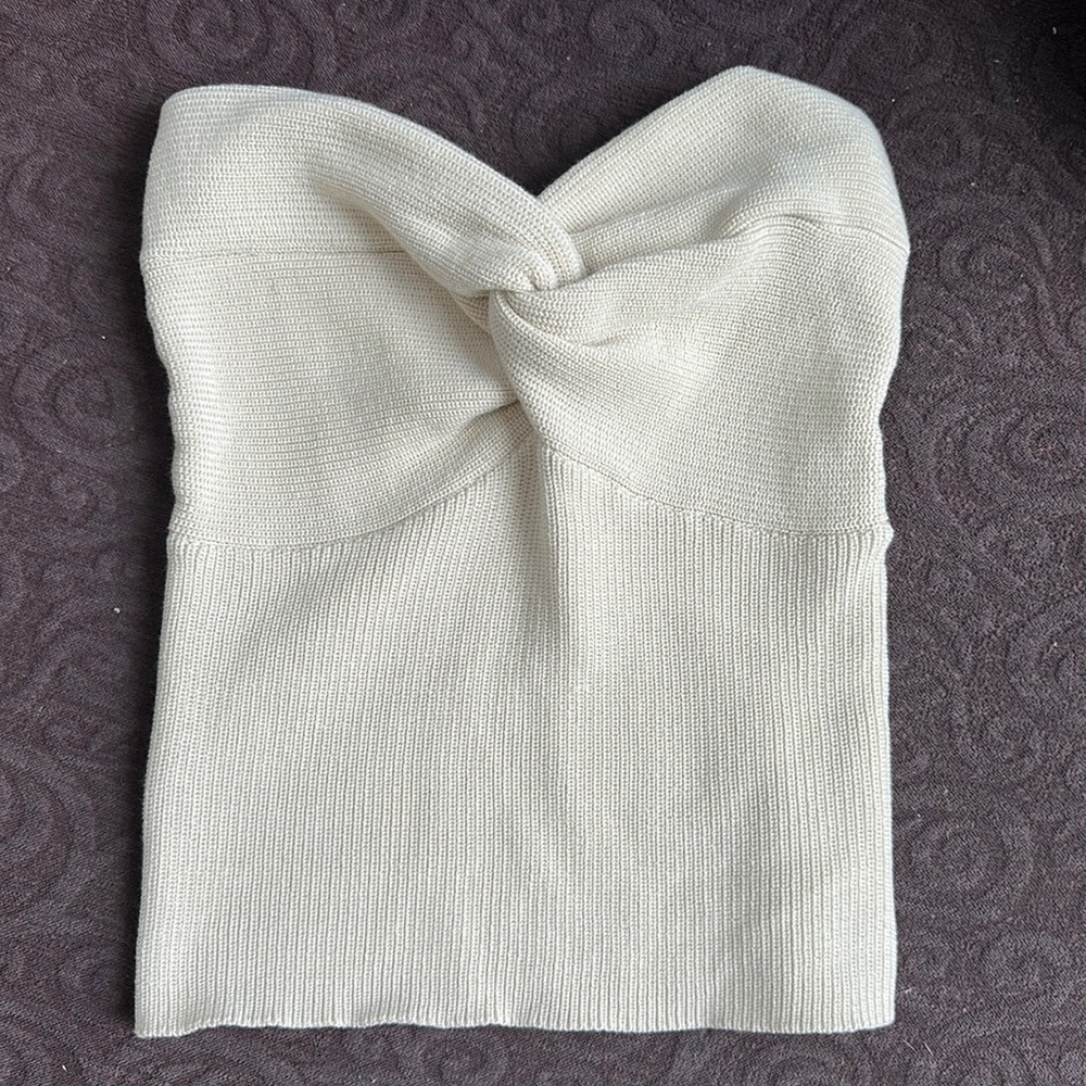Women’s cream knit centered tied tube top